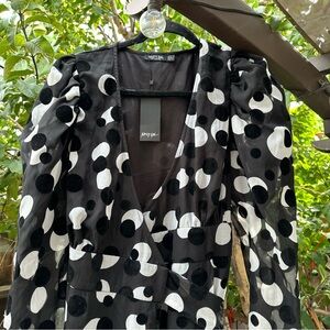 NWT Nasty Gal Black and White Polka Dot Maxi Dress